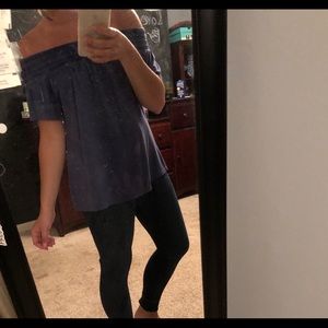 Off shoulder purple shirt